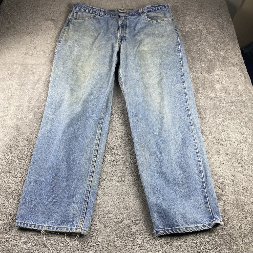 Levis 555 Relaxed Fit Straight Leg Jeans Mens 42x30‎ Blue Light Wash USA Vintage